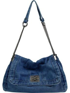 Denim Tote Bag for Women Fashion Adjustable Chain Shoulder Handbag Crossbody Bag
